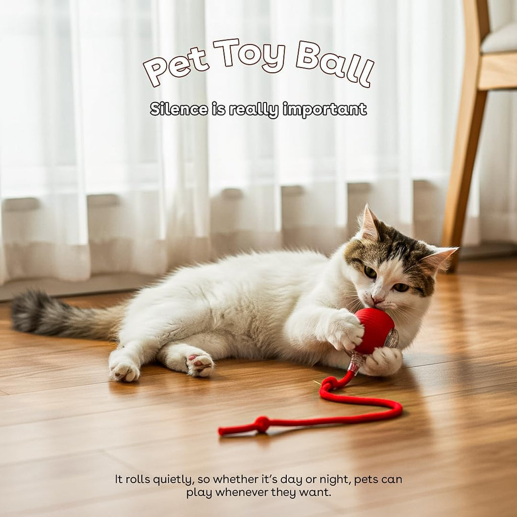 NatureTails agile moving cat ball with elastic mesh tail alternative angle view