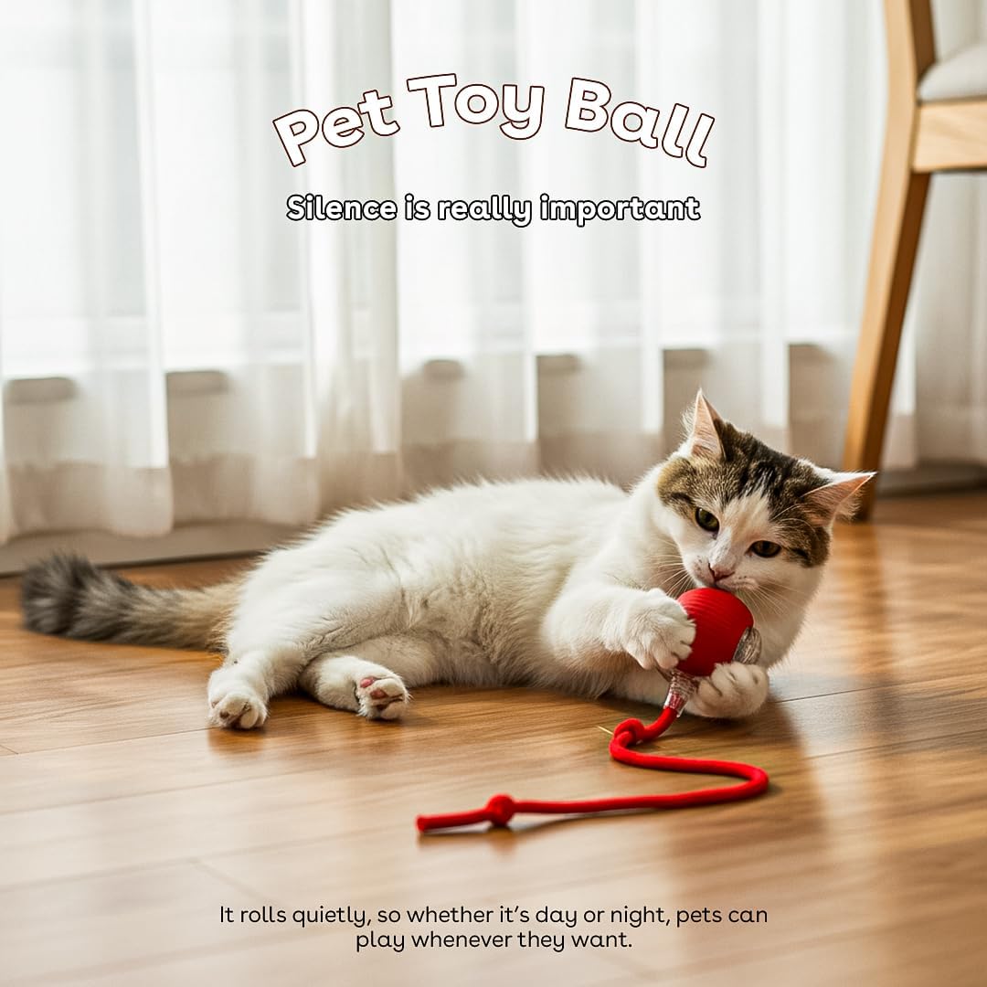 NatureTails agile moving cat ball with elastic mesh tail alternative angle view