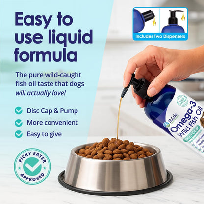 NuLife Natural Pet Health liquid omega fatty acid supplement for brain and heart vitality