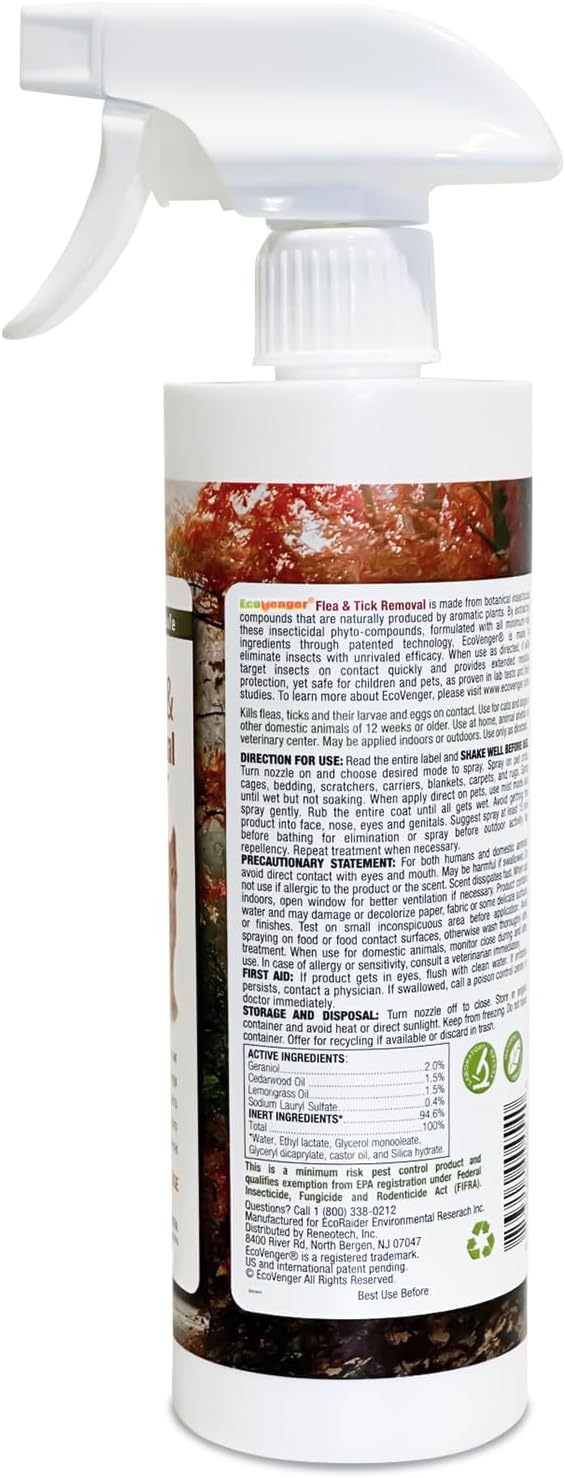 Ecovenger plant based flea spray for dogs and cats bottle