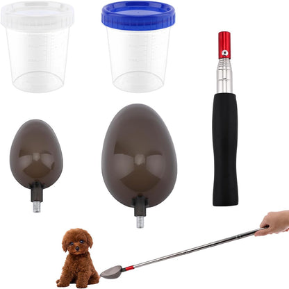 Paidiem dog cat urine collector front view showing telescopic pole extended.