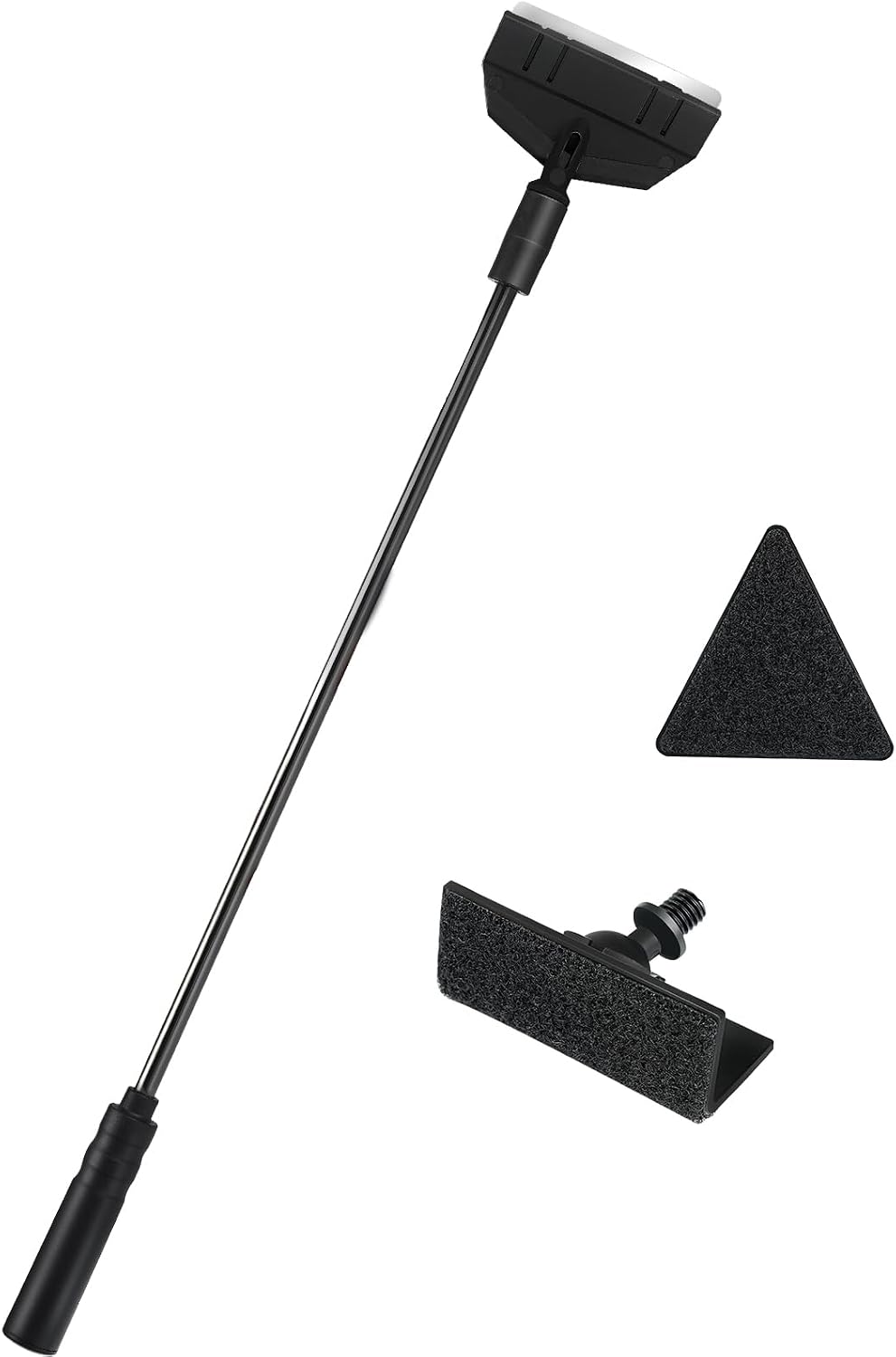 AQUANEAT small fish tank cleaner front view showing the handle and three interchangeable cleaning attachments for glass aquariums.