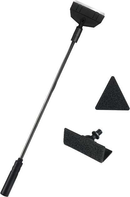 AQUANEAT small fish tank cleaner front view showing the handle and three interchangeable cleaning attachments for glass aquariums.