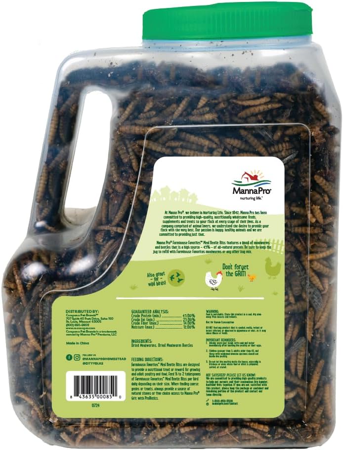 Close up of Manna Pro Beetle Bliss natural mealworm and beetle blend