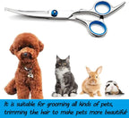 Professional grade curved dog grooming scissors for contour trimming