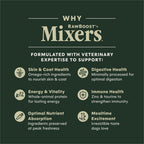 Close up view of freeze dried grain free raw chicken chunks for pet meal mixing