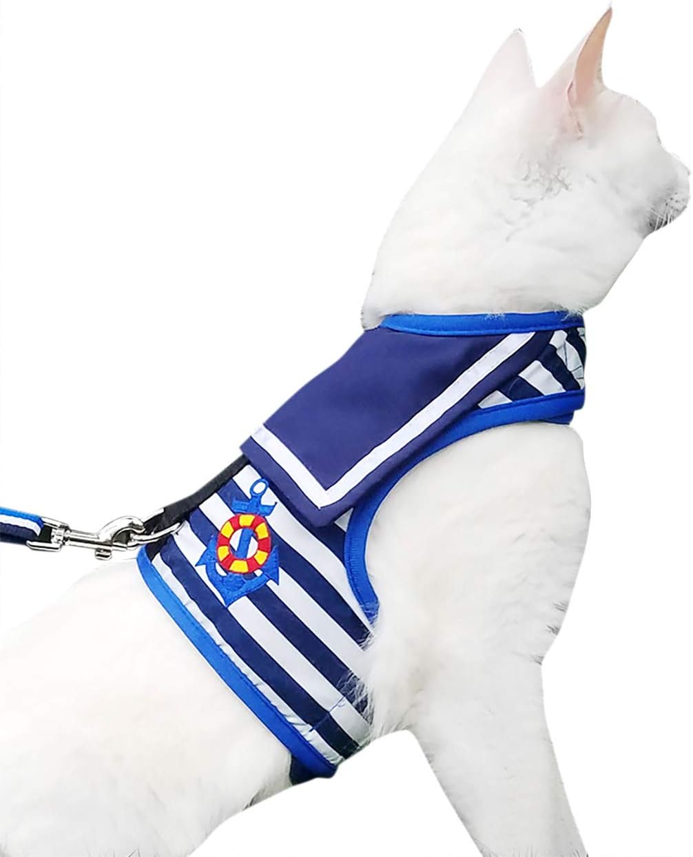 Cat Harness and Leash for Walking Escape Proof Breathable Mesh Fabric, Solid Blue, Large, Adjustable Cat Walking Jackets, Padded Stylish Cat Vest - Image 11