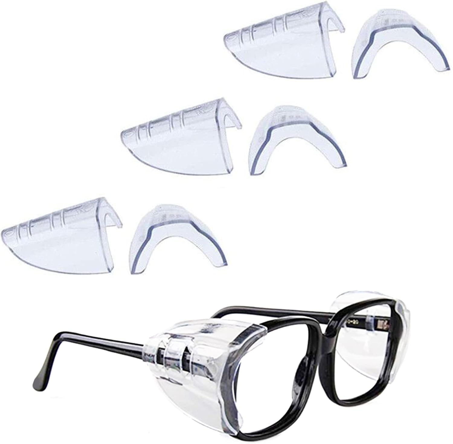 Korty eye glasses side shields three pairs clear package front view