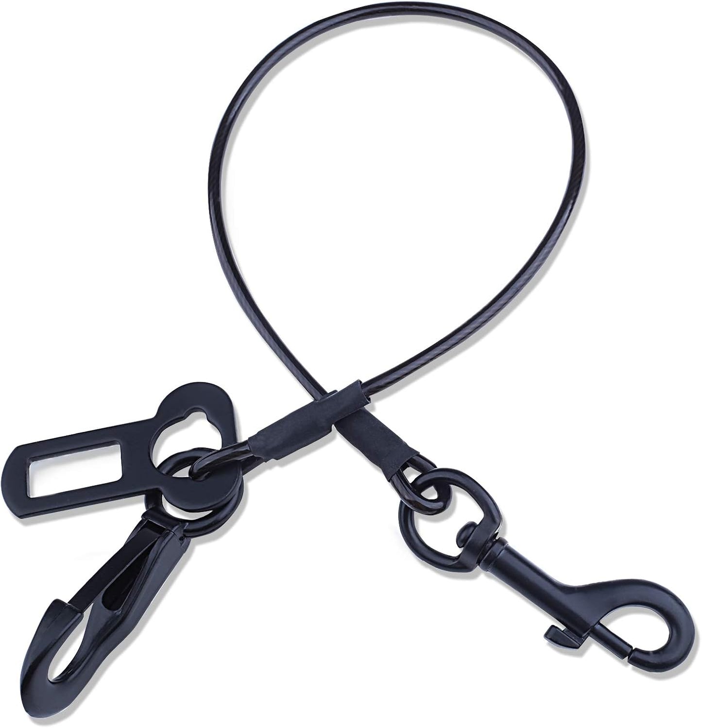 Vivaglory 28 inch chew proof dog seat belt in black front view