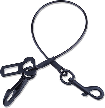 Vivaglory 28 inch chew proof dog seat belt in black front view