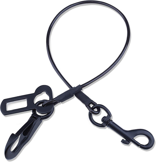 Vivaglory 28 inch chew proof dog seat belt in black front view