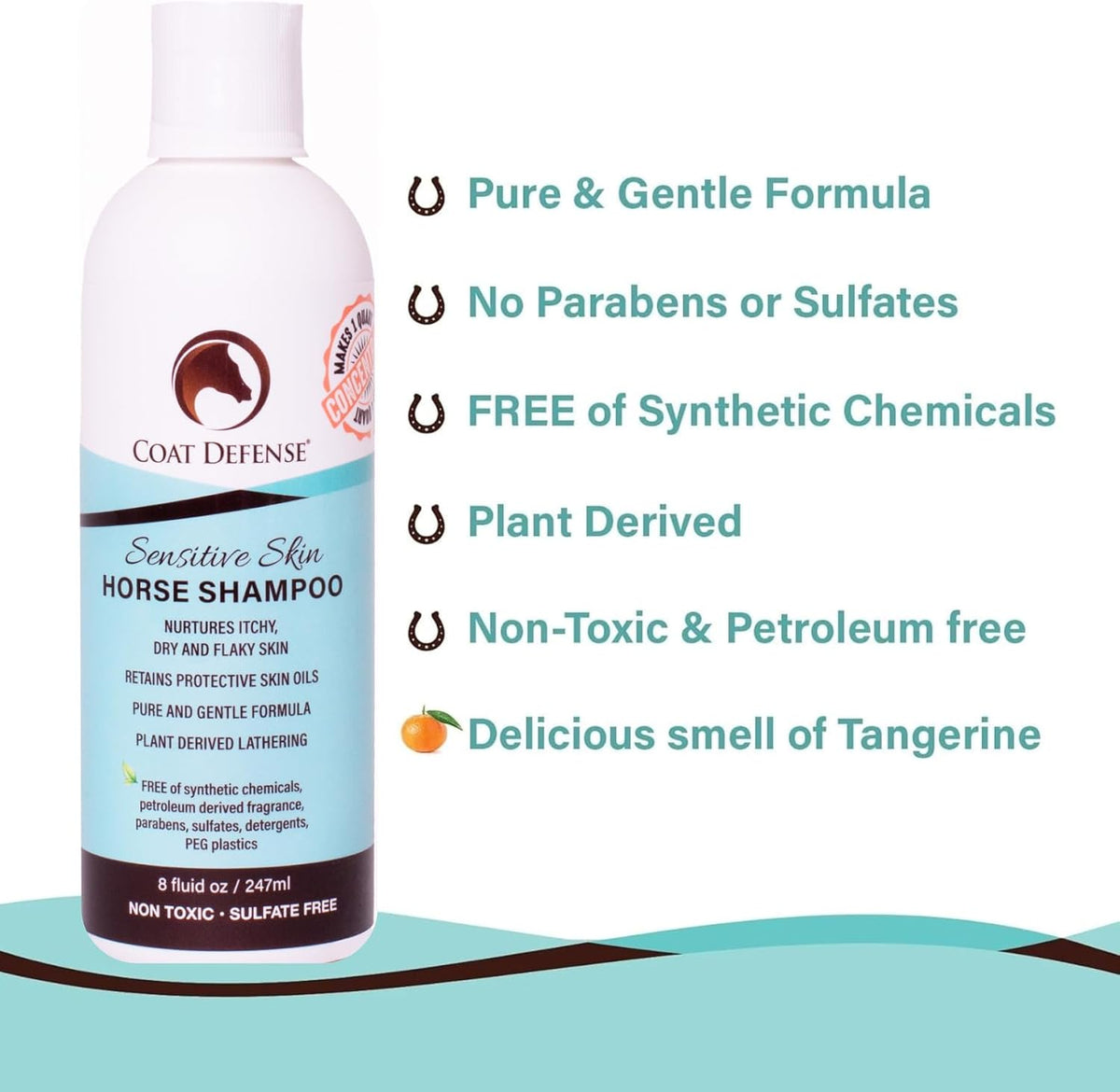 Back label of Coat Defense sensitive skin pet shampoo