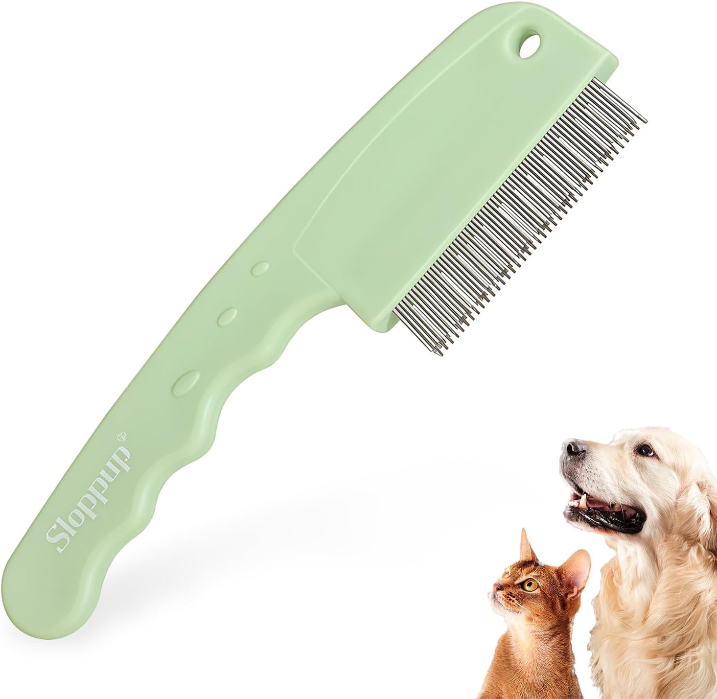 HOP Home of Paws 3-row pet flea comb front view