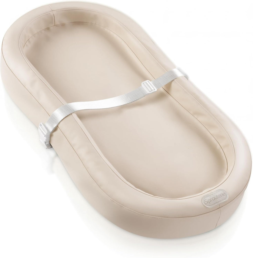 I Love My Kid wipeable baby changing pad front view showing the contoured waterproof oatmeal surface.