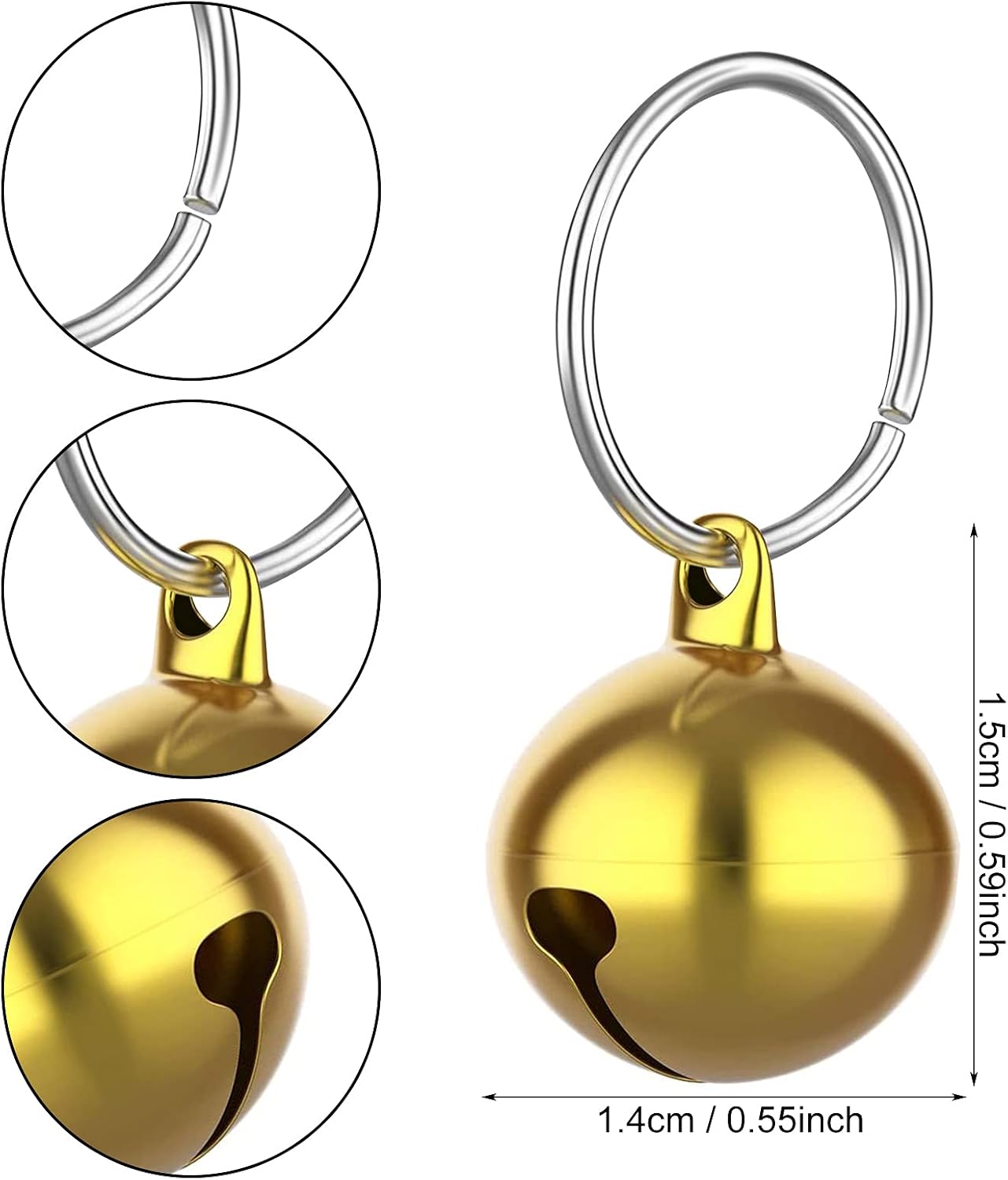 Close up of silver jingle bells for pet collars