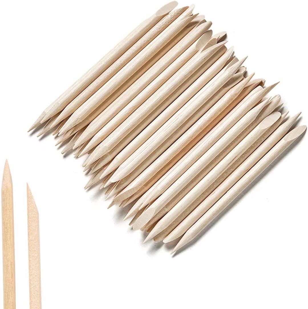 Amostby nail art orange wood sticks front view 50 count