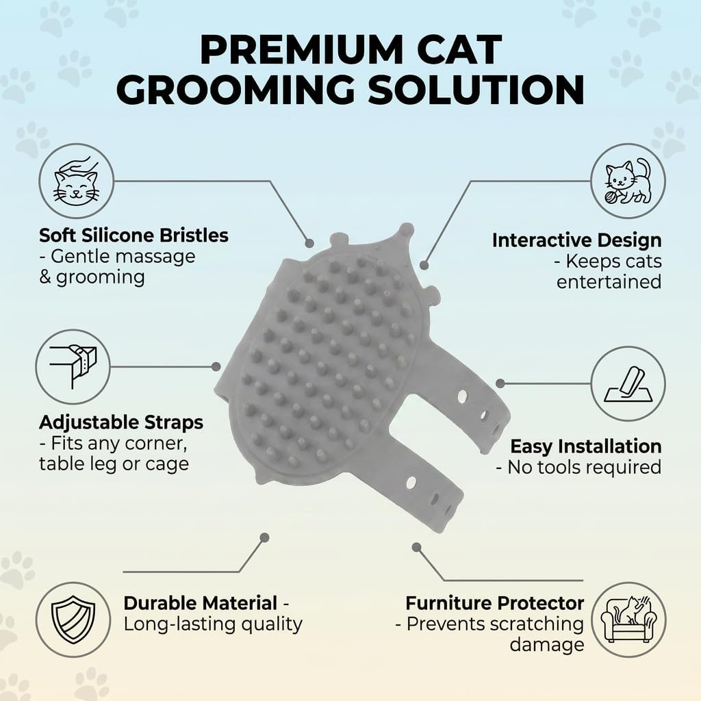 Detail of soft silicone bristles on the interactive cat grooming tool.