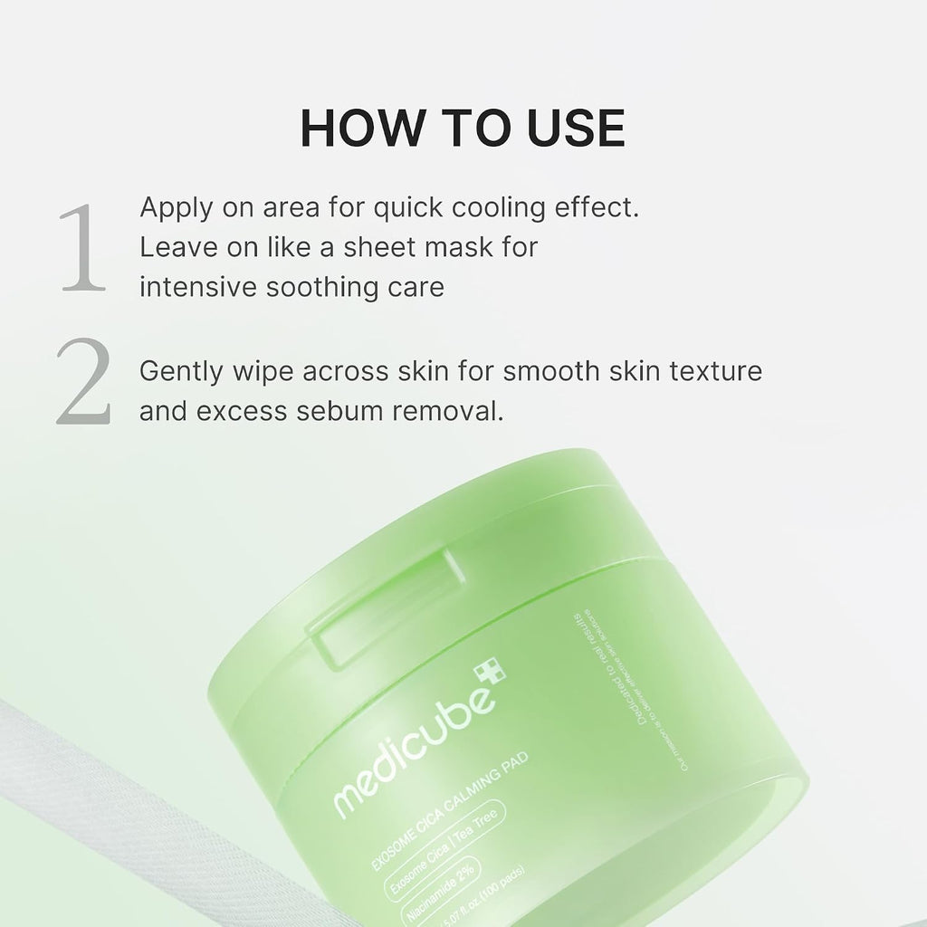 Open jar showing pre-soaked soothing facial pads