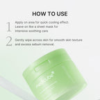 Open jar showing pre-soaked soothing facial pads