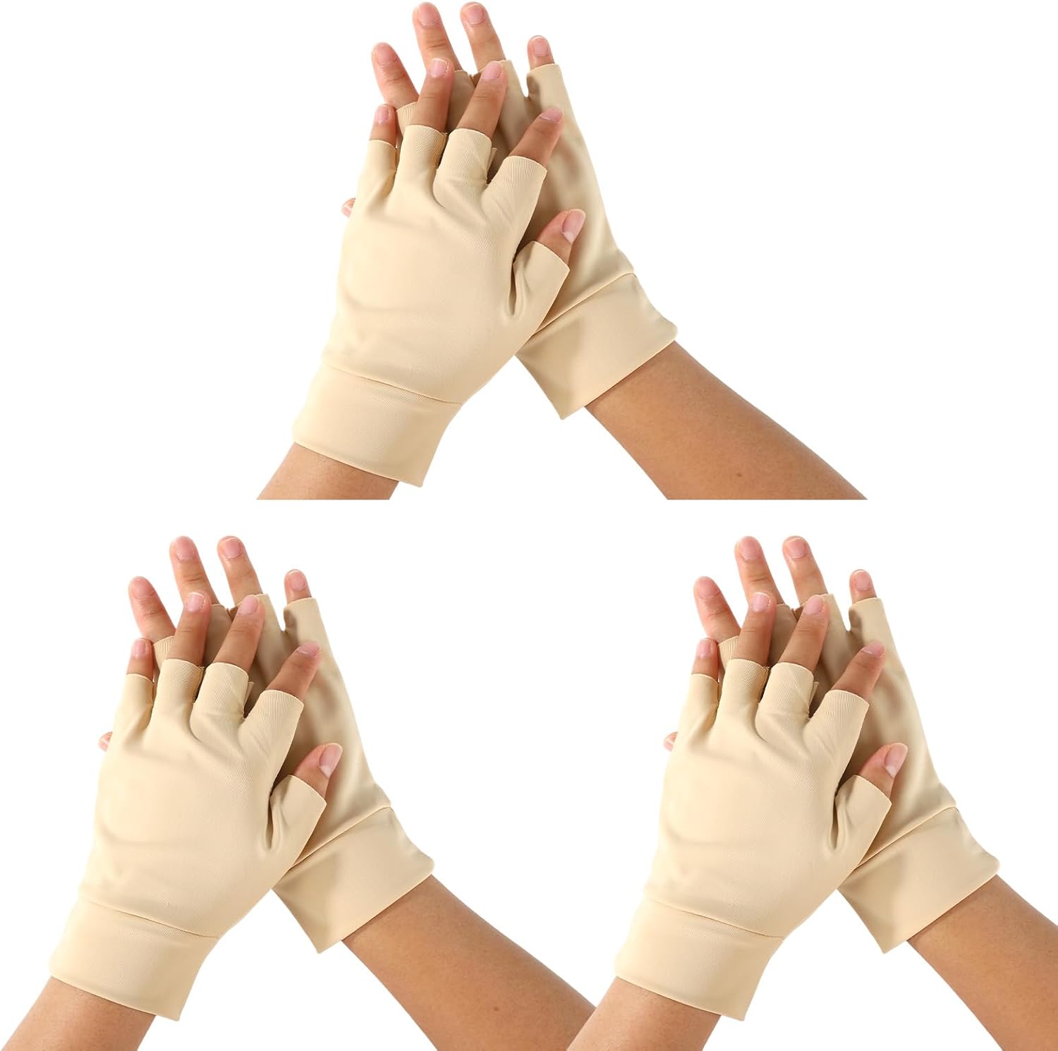 Lyreh Protective Fingerless Gloves for Elderly front view showing nude skin color.