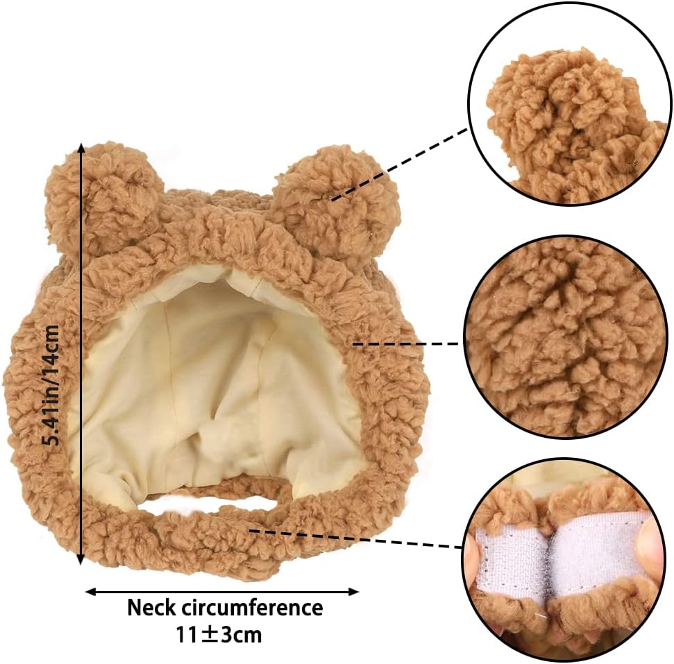 Joicee brown bear hat for small pets and kittens side angle display