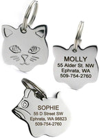 GoTags cat ID tag showing custom laser engraved text lines