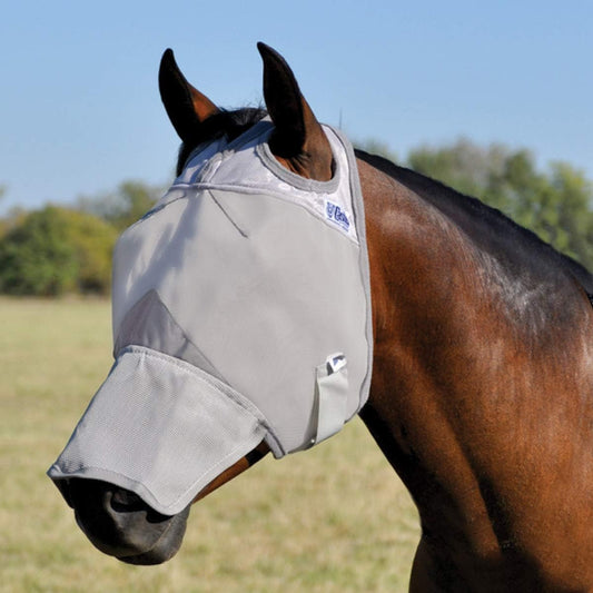 Close up of breathable nylon micromesh on Cashel Crusader horse fly mask.