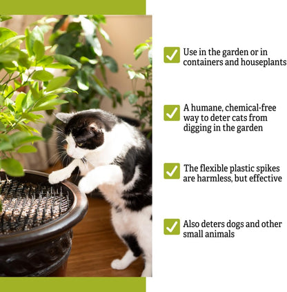 Cat Scat Mat wrapped around a potted plant base