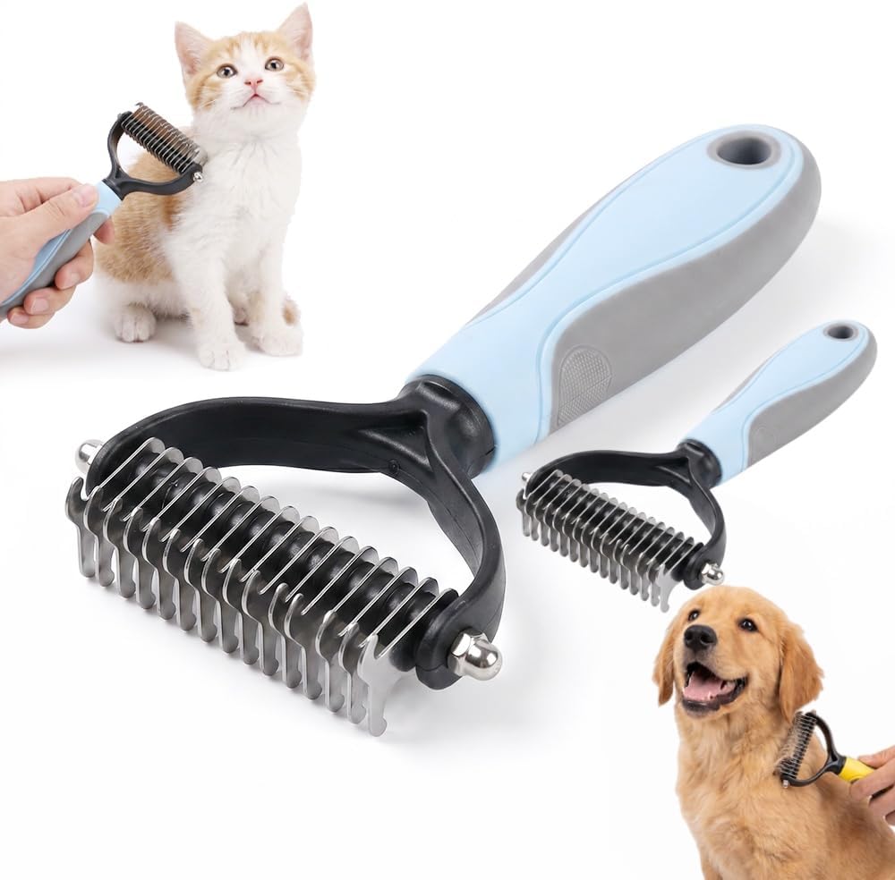 Uphrgmd Cinzen dual sided pet grooming comb set front view