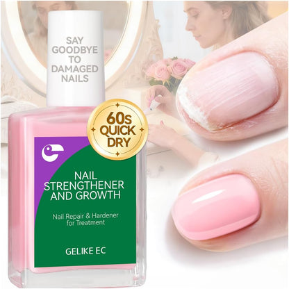 Gelike Ec Protein Nail Strengthener Pink 15ml bottle front view for damaged nails