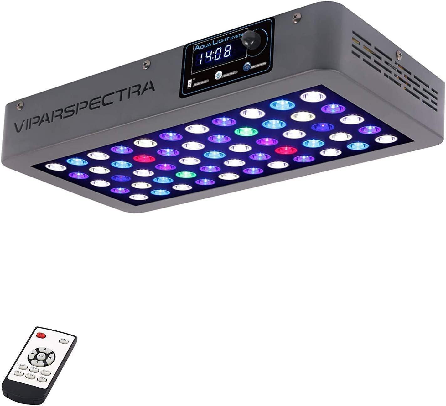 Viparspectra 165W LED aquarium light front view for coral reef tanks