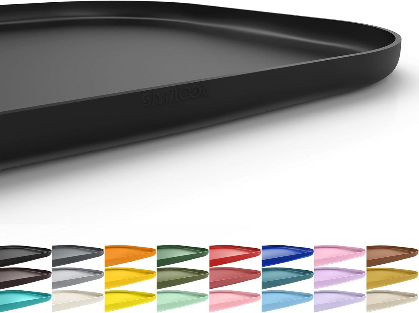 Smilool silicone pet food mat black front view
