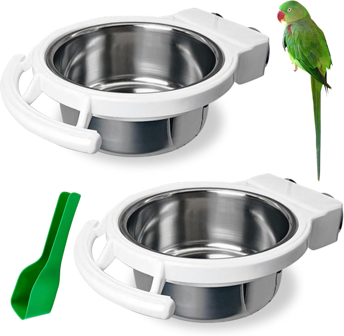 BNOSDM stainless steel bird bowls front view hanging food container