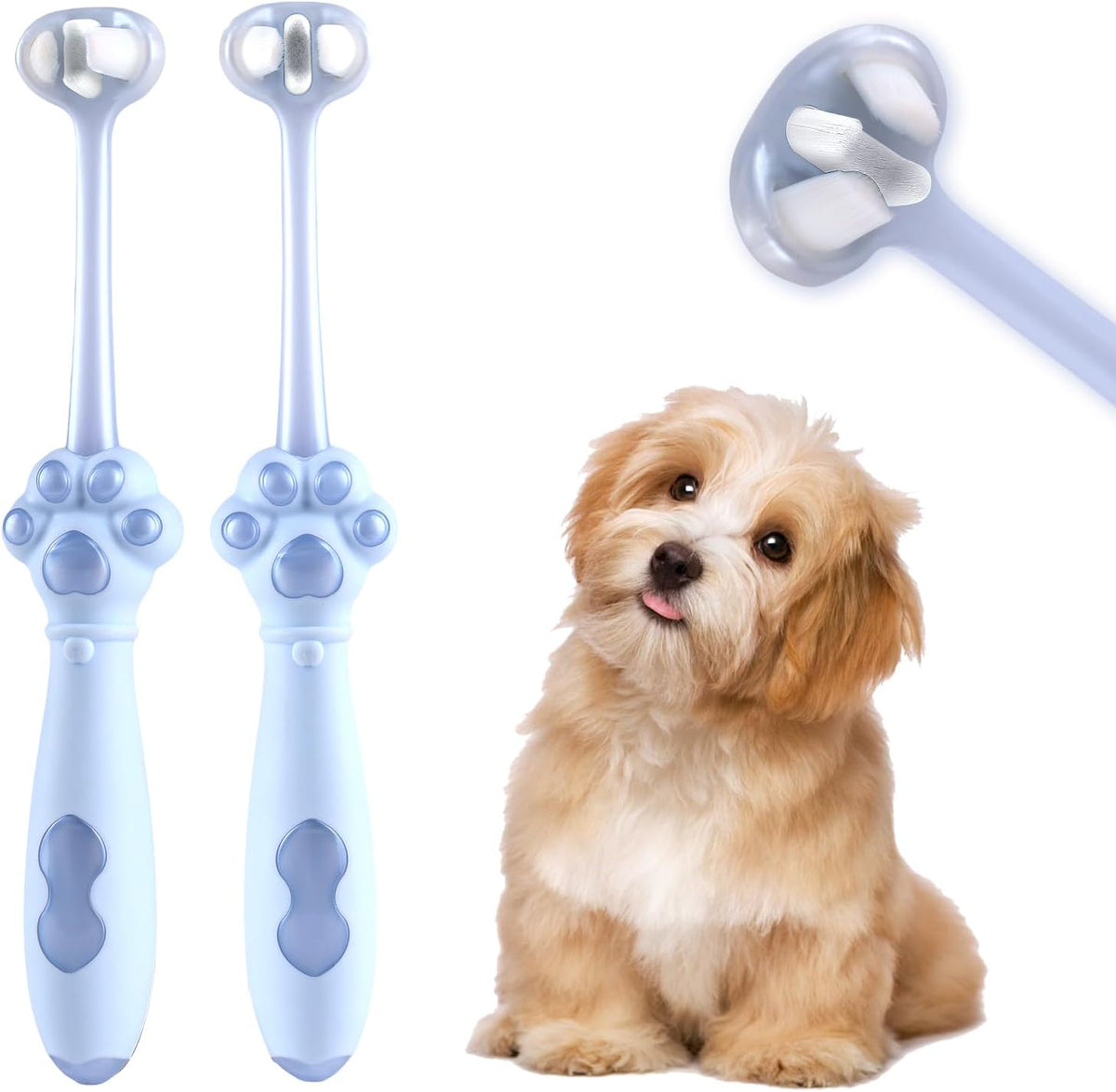 2-Pack 3-Sided Dog Toothbrush, Puppy Toothbrushes with Unique Bristle Technology, Oral Care for Pets, for Medium and Small Dogs - Image 9