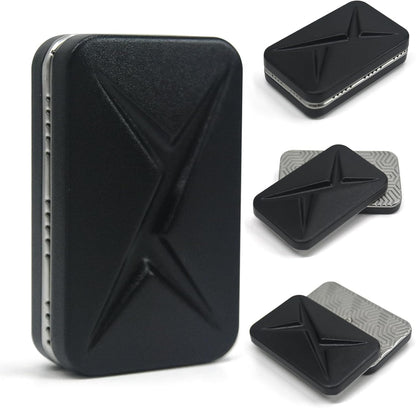 GoQQby metal magnetic haptic fidget slider front view in matte black finish.