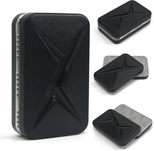 GoQQby metal magnetic haptic fidget slider front view in matte black finish.