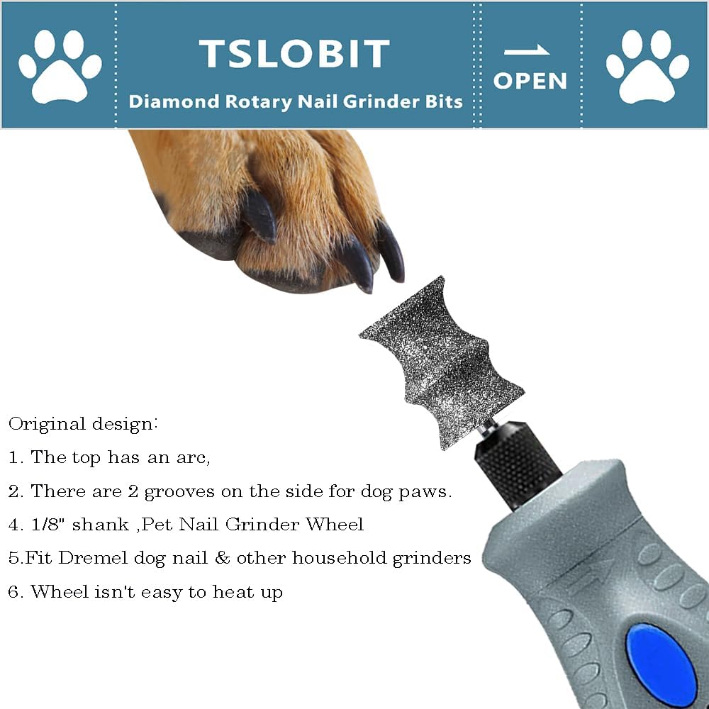 Tslobit diamond pet nail grooming attachment 1/8 inch