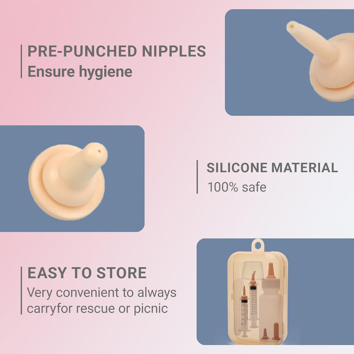 LIAOKAITOU emergency puppy feeding kit arranged neatly inside its clear portable storage case