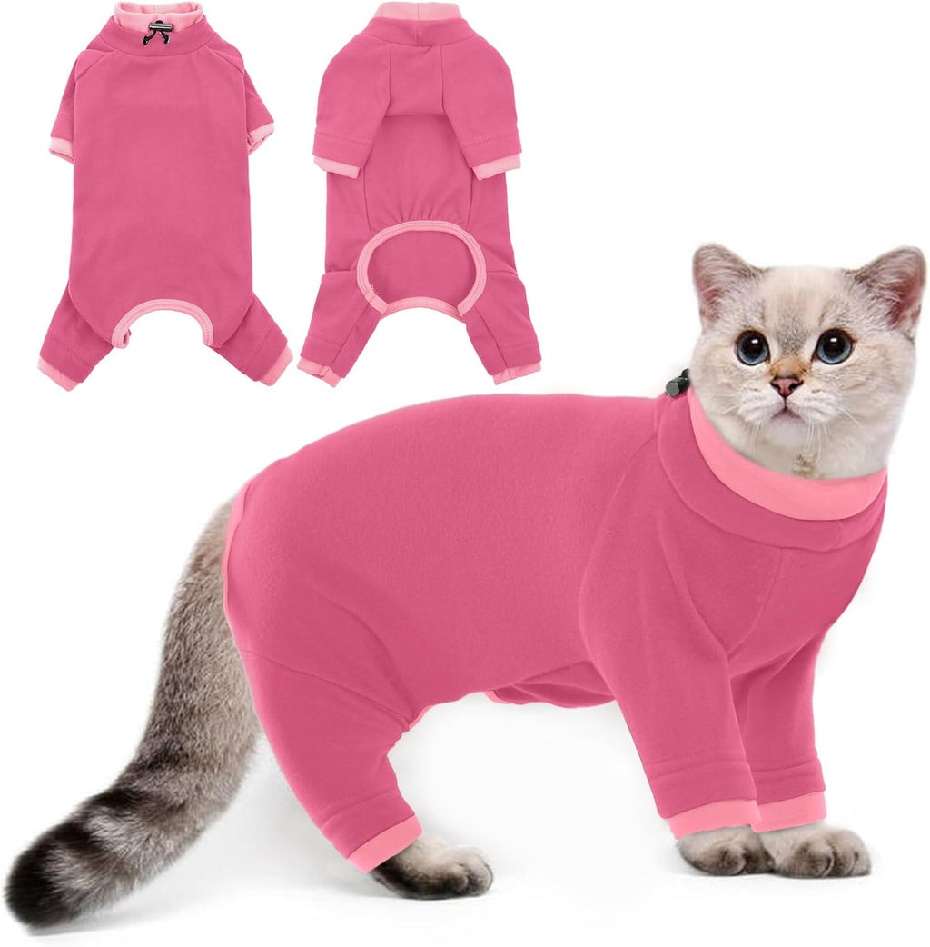 PUMYPOREITY Sticky Hair Cat Clothes, Prevent Loss Pajamas, Soft Sweaters for Cats Only, Onesie, Recovery Suit After Surgery, Green, M - Image 13