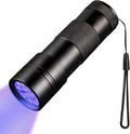 JacobsParts ultraviolet flashlight front view highlighting the twelve LED bulb design.