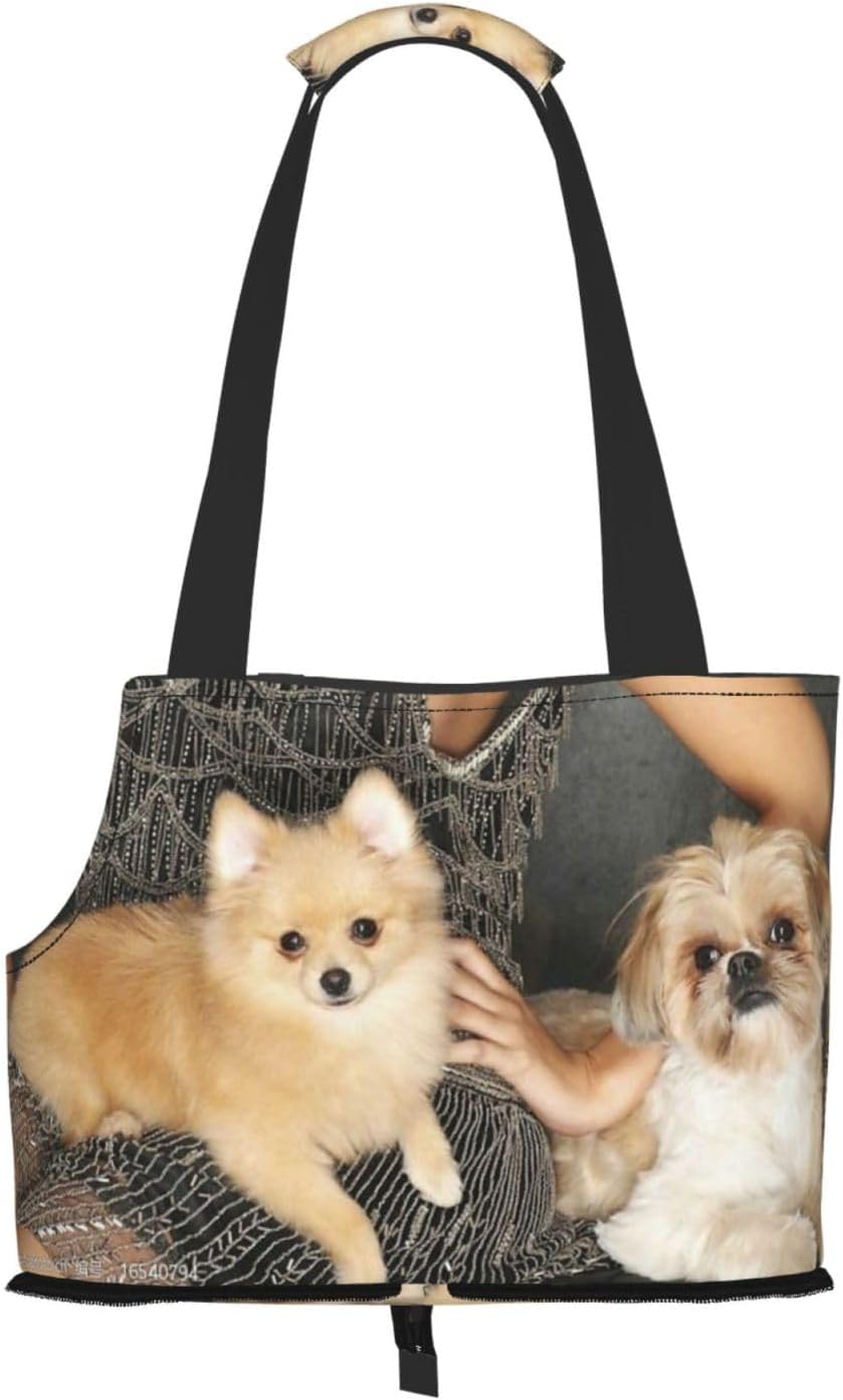 Foldable dog carrier with custom pet photo and text