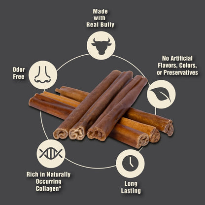 Odor free real beef skin and pizzle chew sticks for medium dogs.