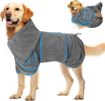 SlowTon Dog Bathrobe Drying Coat - Super Absorbent Microfiber Towel Wrap with Adjustable Collar & Belly Strap, Fast Drying Bath Robe for After Bath Swim, for Large, Medium, Small Dogs (Pink L) - Image 10