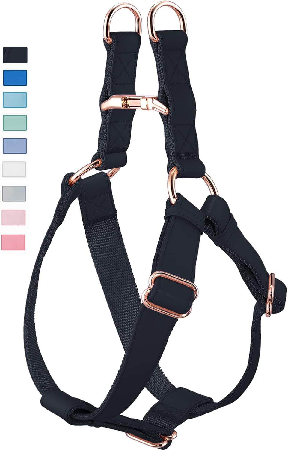 Soft Leather No Pull Dog Harness - Adjustable Step in Dog Harness with Rose Gold Heavy Duty Metal Buckle, Freedom Nylon Dog Halter Vests for Small Medium Large Dogs Easy Walking Training (White,S) - Image 9