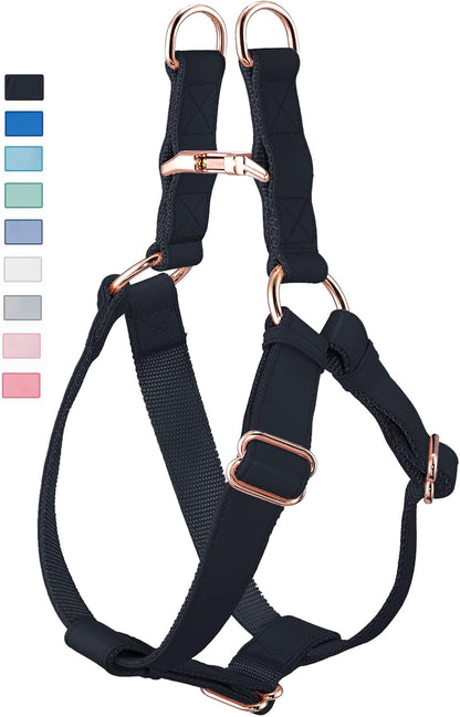Soft Leather No Pull Dog Harness - Adjustable Step in Dog Harness with Rose Gold Heavy Duty Metal Buckle, Freedom Nylon Dog Halter Vests for Small Medium Large Dogs Easy Walking Training (White,S) - Image 9