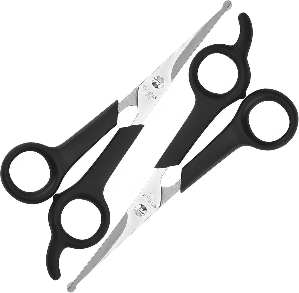 Motanar pet grooming scissors set front view showing stainless steel blades with rounded tips