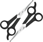 Motanar pet grooming scissors set front view showing stainless steel blades with rounded tips