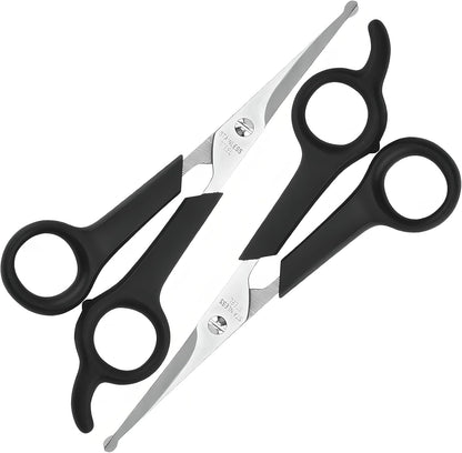 Motanar pet grooming scissors set front view showing stainless steel blades with rounded tips