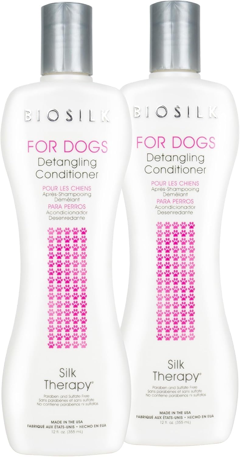 BioSilk twelve fluid ounce dog conditioner for routine grooming maintenance