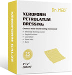 Dr. Med Xeroform Petrolatum Dressing Patch front box view of medical gauze for wound care.